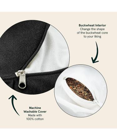 Retrospec Sedona Zafu Meditation Cushion with Buckwheat Fill - Yoga Pillow, Machine Washable, 100% Cotton Cover - Black - Buy Online on GoSupps.com