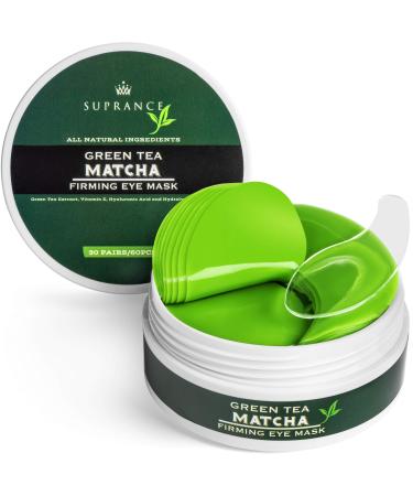 Green Tea Matcha Eye Mask by SUPRANCE - Under Eye Patches Treatment for Dark Circles, Eye Bags, Puffiness - Anti-Wrinkle With Hyaluronic Acid and Collagen - 30 Pairs/60 Pcs. - Buy Online on GoSupps.com