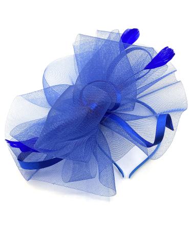 Allsorts Large Feather Aliceband/Clip Fascinator Hairband Fascinator for Weddings Races Royal Ascot (Royal Blue)