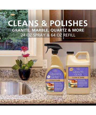 Granite Gold Clean and Shine Spray 24 + 64 Fl Oz Value Pack - Citrus - For Granite, Marble, Travertine, Quartz & Natural Stone Surfaces - 2 Count Pack - Buy Online on GoSupps.com