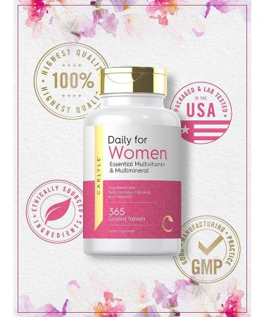 Women's Multivitamin 365 Tablets | Essential Vitamin and Mineral Supplement | Non-GMO Gluten Free by Carlyle - Buy Online on GoSupps.com