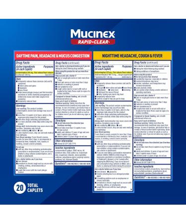 Mucinex Rapid+Clear Maximum Strength Day & Night Cold and Flu Medicine for Adults (20 caplets) + Sinus Pressure Relief Nasal Spray (0.75 oz) Over-The-Counter Medication Combo Pack for Symptom Relief - Buy Online on GoSupps.com