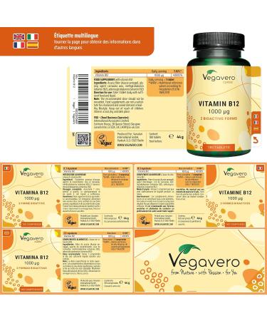 Vitamine B12 Vegan 1000 g | Test en Laboratoire & Sans Additifs | Avec 2 Formes : M thylcobalamine + Ad nosylcobalamine | Anti Fatigue + Equilibre Nerveux | Vegavero  - Buy Online on GoSupps.com