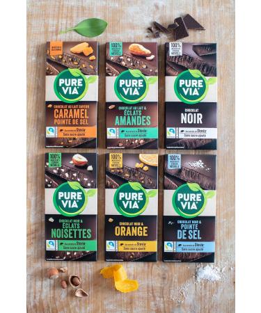 Pure Via Dark Chocolate & Hazelnut Chips Tablet with stevia no added sugar Fair Trade 100g - Buy Online on GoSupps.com