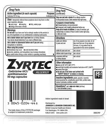 Zyrtec 24 HR Allergy Liquid Gels - Cetirizine HCI Antihistamine (40 ct) - Buy Online on GoSupps.com