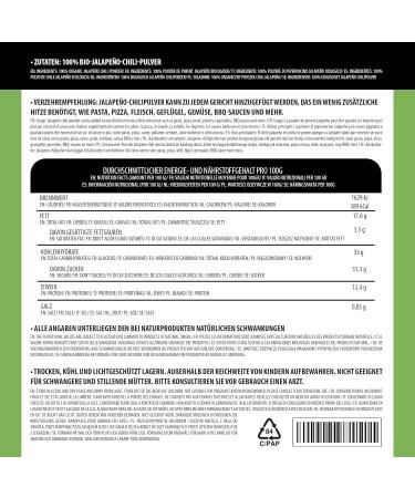 Organic Jalapeno Chili Powder 125g | 100% Pure & Natural | Ground from Controlled Organic Cultivation - Buy Online on GoSupps.com