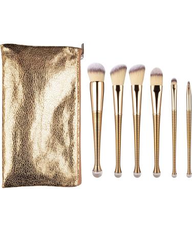 LaRoc 6pc Gold Make Up Brushes Set | MUA Super Soft Makeup Brushes for Powder & Liquid Foundation Blush Concealer Eyeshadow Contour & Blending | Complete Make-Up Brush Sets - Buy Online on GoSupps.com