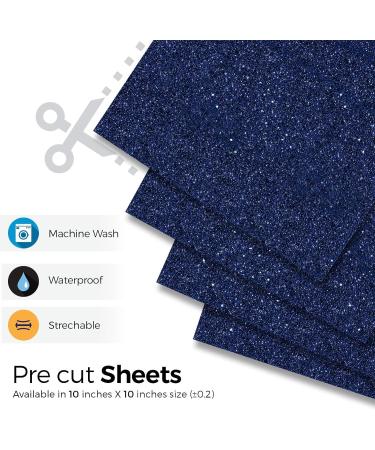 MiPremium Navy Blue Glitter Heat Transfer Vinyl - Pack of 4 Sheets | Easy Iron On for T-Shirts & Garments - Buy Online on GoSupps.com