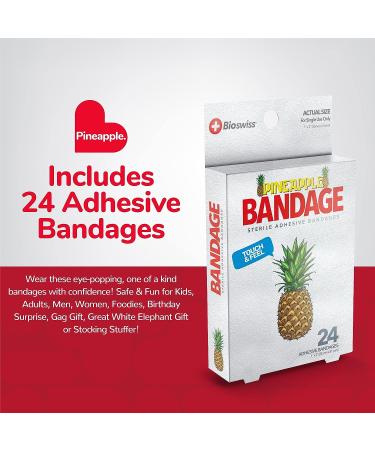 BioSwiss 24pcs Sterile Adhesive Unique Shaped Bandages | Adorable Pineapple Novelty Bandages for Scrapes and Cuts - Buy Online on GoSupps.com