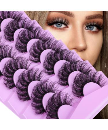 Pleell Mink Lashes Fluffy Cute False Eyelashes Wispy Volume 6D Dramatic 20MM Long Fake Lashes Pesta as Soft Reusable Eye Lashes Look Like Eyelash Extensions 7 Pairs Pack PL04