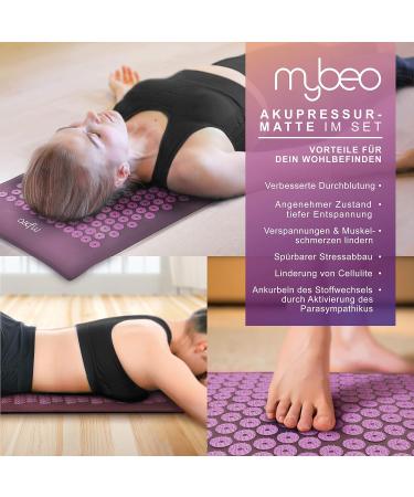 Buy MyBEO Acupressure Mat Set Natural Fiber Massage Mat with Pillow & Ball for Relaxation Alleviate Back Neck & Foot Tension Violet Lavender - Buy Online on GoSupps.com