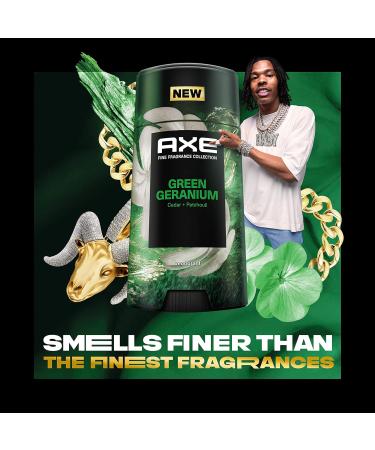 AXE Fine Fragrance Collection Aluminum No Deodorant Stick for Men Green Geranium 4 Count with 48H Odor Protection and All-Day Freshness Infused with Geranium Cedar & Patchouli Essential Oils 2.6 oz - Buy Online on GoSupps.com