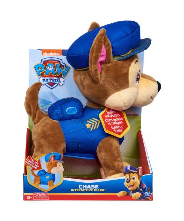 PAW Patrol Talking Chase 30.5-cm-tall Interactive Plush Toy with Sounds Phrases and Wagging Tail Stuffed Animals Kids Toys for Ages 3 and up