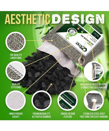 VZee 8 Pack x 200g Charcoal Bags Odor Absorber with 8 Ropes - Activated Bamboo Charcoal Air Purifying Bag for Room, Pets, and Basement Smells - Buy Online on GoSupps.com
