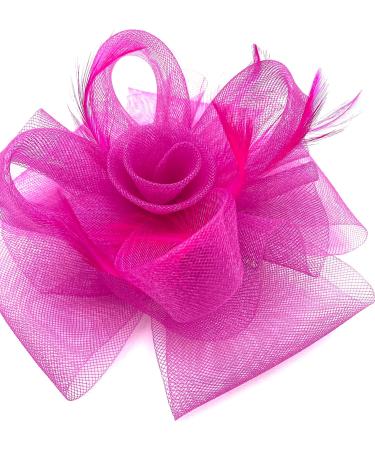Ladies Feather Fascinator Headband/Clip for Weddings Races Royal Ascot Hair Piece (Hot Pink) - Buy Online on GoSupps.com