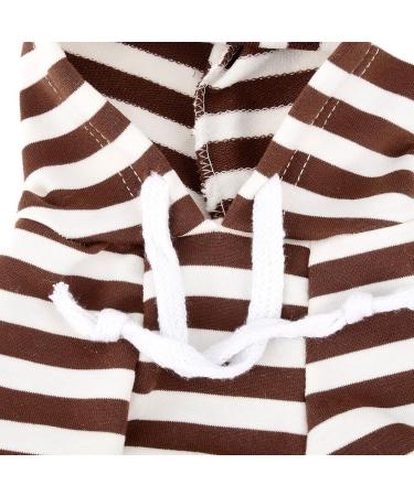 Zweitea Dog Hoodie Shirts for Small & Medium Dogs | Striped Puppy Clothes Soft Sweatshirt & Short Sleeve T-Shirt for All Seasons - XS Coffee - Buy Online on GoSupps.com