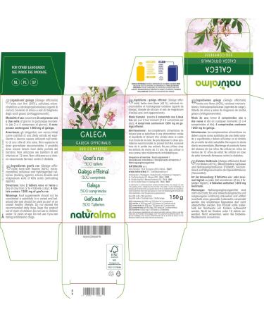 Goat's rue (Galega officinalis) herb with Flowers Naturalma - 150 g - 300 Tablets - Food Supplement - Natural and Vegan - Buy Online on GoSupps.com