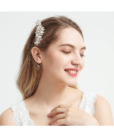 Ammei Rose Gold Wedding Hair Comb with Pearls and Crystals - Bridal Hair Accessories for Parties - Buy Online on GoSupps.com