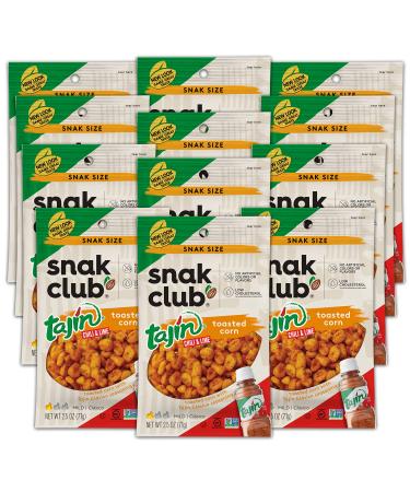 Snak Club Toasted Corn, Tajin Clsico Chili & Lime Flavor, Crunchy, Flavorful Low-Cholesterol Individual Snacks, 2.5oz (Pack of 12) 2.5 Ounce (Pack of 12)