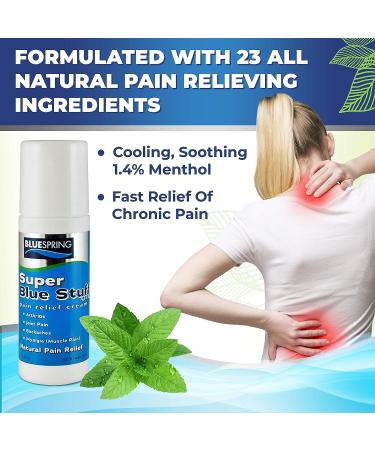 BlueSpring Super Blue Stuff Natural Pain Relief Roll-On with Emu Oil - 3 oz | Anti-Inflammatory Analgesic Cream for Back, Knee, Joint, Muscle, Arthritis, and Neck Pain Relief - Buy Online on GoSupps.com