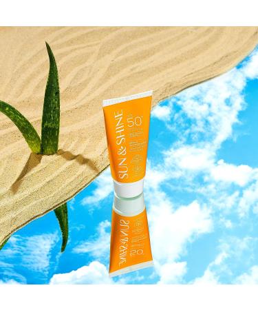 SUN & SHINE Mineral Sunscreen Lotion SPF50 1.7 Oz - Broad Spectrum UVA UVB Protection for Face & Neck - Zinc Oxide Sunburn Cream for Sensitive Skin - Buy Online on GoSupps.com