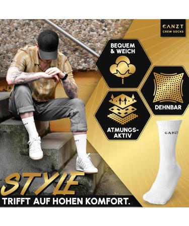 Canzt White Crew Socks - Tennis Socks for Men & Women | Set of 6 | Size 43-46 | Premium Cotton - Buy Online on GoSupps.com