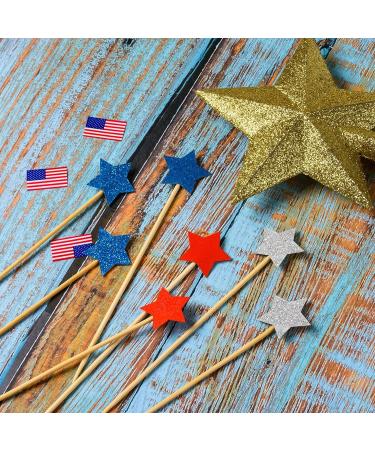36 Pieces Glitter Star 4th of July cupcake toppers Glitter Gold Star Cakes Toppers for Independence Day 4th of July Party Supplies Favors(Blue Red White) - Buy Online on GoSupps.com