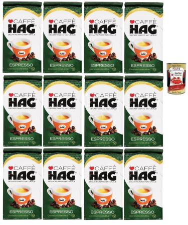 Hag - Caff Macinato D ecaffeinato Gusto Espresso Caf d caf in avec un ar me intense et le go t d'une grande personnalit 12x 250g + Italian Gourmet polpa 400g