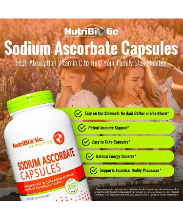 NutriBiotic Sodium Ascorbate 250 Vegan Capsules - Boost Immunity Naturally - Buy Online on GoSupps.com