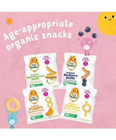 Baby Bellies Organic Apple & Cinnamon Puffs Baby Snack - Pack of 6 Individual Snack Packs - Buy Online on GoSupps.com