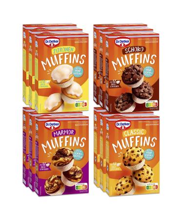 Dr.Oetker muffins in the 12-way sample set-baking mixes for batters chocolate marble lemon and classic with chocolate pieces for preparing 12 cupcakes p Pack incl.