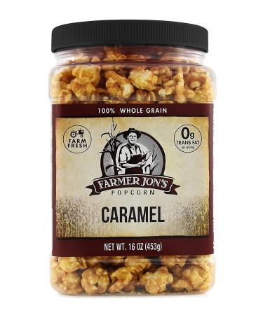 Farmer Jon's Gourmet Caramel Popcorn - 16oz Jar of Deliciousness - Buy Online on GoSupps.com