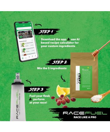 Racefuel Energy Gel Kit | 84x32ml Vegan High-Performance Gel Recipe Calculator & Foldable Flask - 100% Natural Energy Solution - Buy Online on GoSupps.com