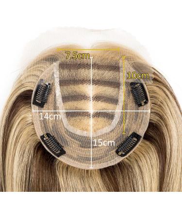 Human Hair Topper for Women Thinning Hair 150% Density Hand Made Toupee with lace front 100% Real Human Hair Clip in Hair Pieces Mono Base 14 * 15cm by Originea (12 -70g #4/27) 12 Inch #4/27 Medium Brown Mix Dark Blonde - Buy Online on GoSupps.com