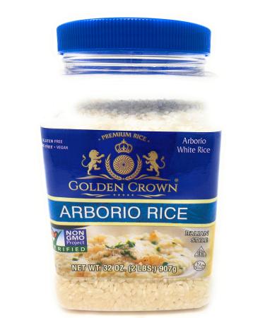 Golden White Arborio Rice - Daily Digestive Support Supplement Gluten Free GMO Free Vegan Naturally Fragrant Flavorful Medium Grain Rice for Vegetarian Daily Meals - 32 oz (2 Lbs)