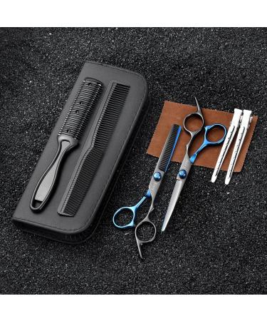 Professional Hairdresser Shears Set - Effilier Scissors for Hair Cutting | Fcysy Hair Cutting Scissors for Adults Kids & Dogs - Blue & Black Styles - Buy Online on GoSupps.com