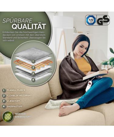Sinnlein Electric Heating Ceiling 160x120cm - T V S d GS Checked | 9 Temperature Levels | Safe Automatic Switch-Off | Soft Thermal Blanket for Bed & Sofa - Light Brown - Buy Online on GoSupps.com
