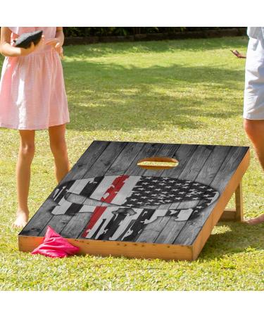 American Flag Vinyl Cornhole Board Wraps (2 Pack) 24x48'' - Black Skull Design - Buy Online on GoSupps.com