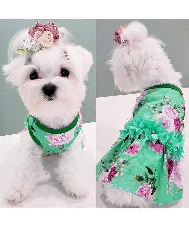 CUSOZWO Small Dog Clothes - 2 Pack Flower Dog Dress for Small Dogs and Cats - Elegant Spring Princess Skirt Outfit (M) - Buy Online on GoSupps.com