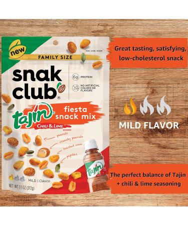 Snak Club Tajin Fiesta Snack Mix 11oz - Chili & Lime Flavored Peanuts, Pepitas & Corn Crunchy Snacks Mild in Heat - Bold Flavor - Resealable Bag - Buy Online on GoSupps.com