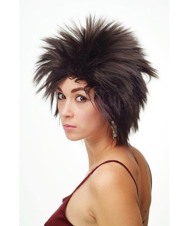 WIG ME UP TYW60473-4 | Short Teased Wild Strands 80s Wave Punk Wig for Women - Dark Brown - Buy Online on GoSupps.com