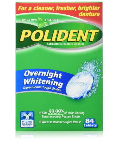 Polident Overnight Whitening Denture Cleanser Tablets - 84 Count