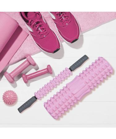 Relaxdays Fascia Roller Set of 3 - Massage Roller Fascia Stick & Hedgehog Ball for Neck Back & Legs - Medium Hard Pink - Improve Muscle Recovery - Buy Online on GoSupps.com
