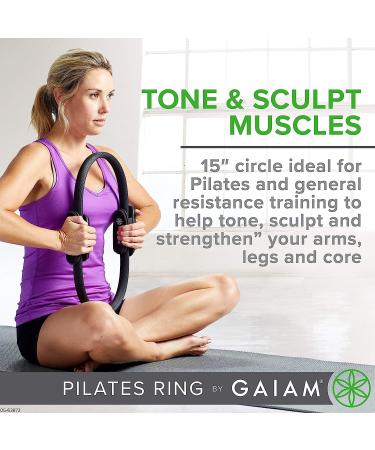 Gaiam Pilates Ring 15 Fitness Circle | Lightweight & Durable | Foam Padded Handles | Flexible Resistance Exercise Equipment for Arms, Thighs, Core | Black - Buy Online on GoSupps.com