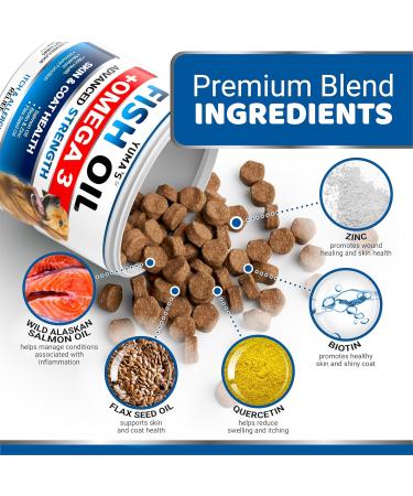 Omega 3 Fish Oil for Dogs - 170 Chews - Skin and Coat Supplement - Omega 3 for Dogs - Dry & Itchy Skin Relief Treatment - Allergy Support Dog Anti Shedding Treats - Salmon - EPA & DHA - Made in USA Chicken 170 Soft Chews - Buy Online on GoSupps.com