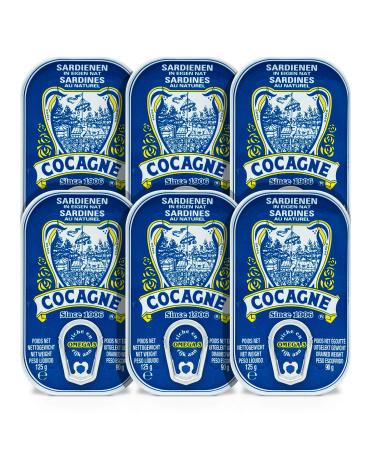 Cocagne Pack de 6 Sardines au naturel 125 g