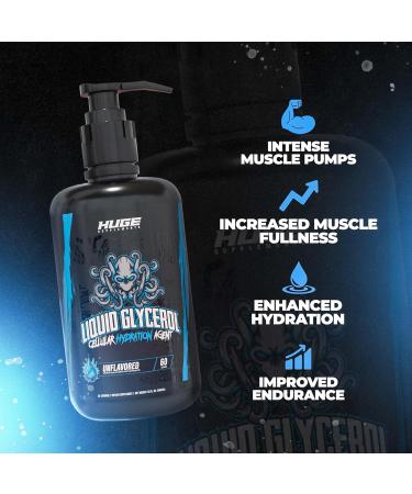 Huge Supplements Liquid Glycerol Supplement Enhances Muscle Pumps Increases Muscle Fullness Boosts Endurance Cellular Hydration Agent Clean & Convenient Pump Top Unflavored (60 Servings) - Buy Online on GoSupps.com