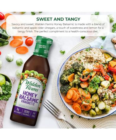 Walden Farms Honey Balsamic Vinaigrette Dressing 12 Oz. (Pack of 3) - 0g Net Carbs, Kosher Certified - Perfect Salad Topping & Condiment - Buy Online on GoSupps.com