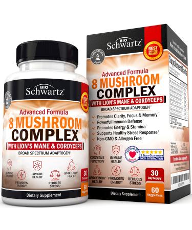 BioSchwartz Premium Organic 8 Mushroom Complex  60 Veggie Caps