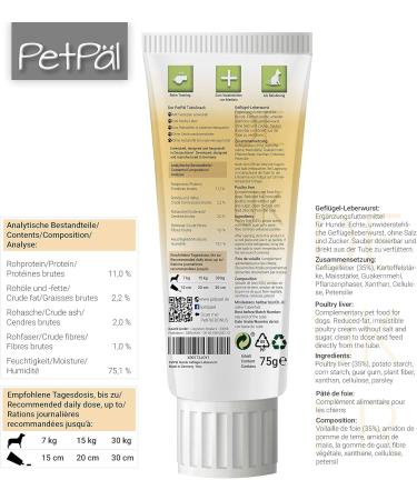 Petp l Dog Poultry Liver Sausage Tubosnack - Premium Grain-Free Low-Fat Treats for Dogs & Puppies (3x75g) - Healthy Delicious Made in Germany - Buy Online on GoSupps.com